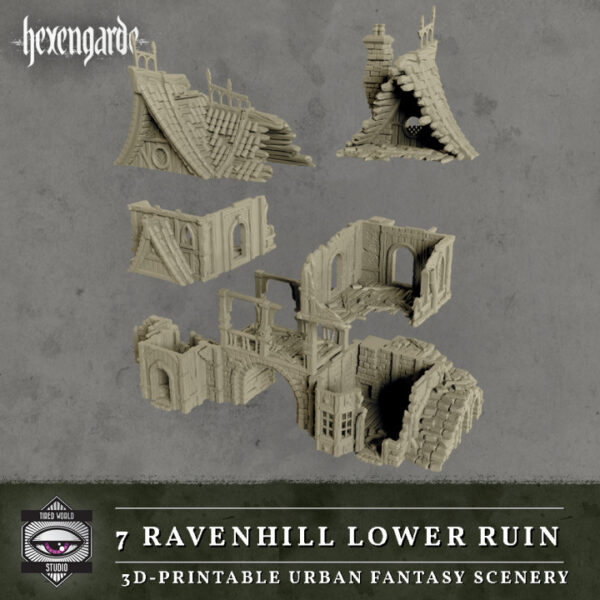 720X720-007 Ravenhill Lower Ruin - Hexengarde para Escenografía Fantasía