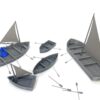 5 Barcos de madera con velas y remos