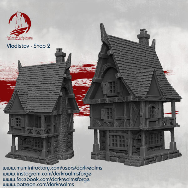 Vladistov Shop 2 release - By AiR Tienda 2 de Vladistov, escenografía de fantasía con porche y tejado a dos aguas