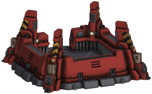 búnker futurista con pilares para wargames · Búnker con cuatro pilares
