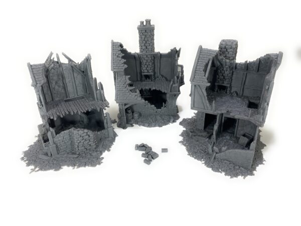 tres edificios derruidos para escenografía urbana · 3 ruinas de Briarwood · Pack 3
