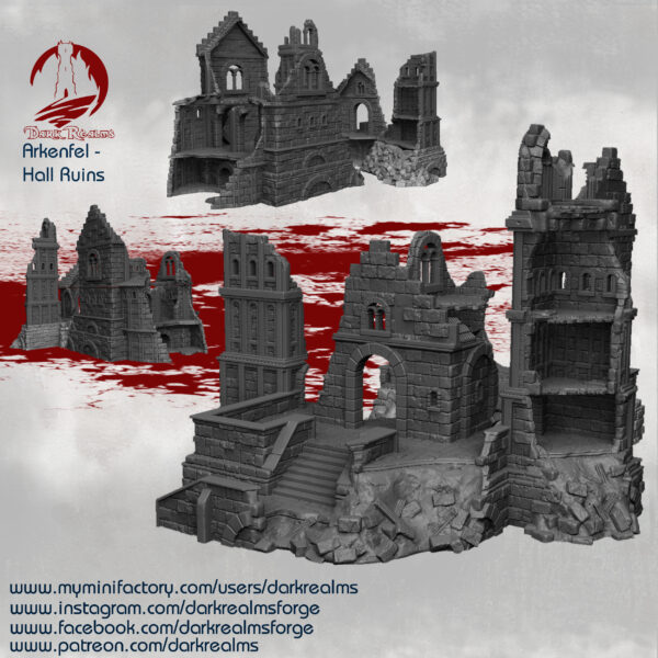 010-0221-0 gran salón en ruinas para wargames · Gran salón en ruinas de Arkenfel