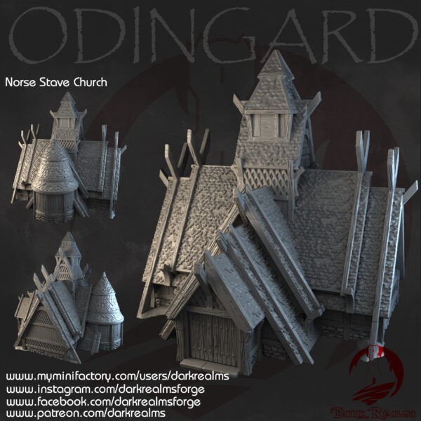 iglesia nórdica para escenografía de aldea · Iglesia nórdica de madera