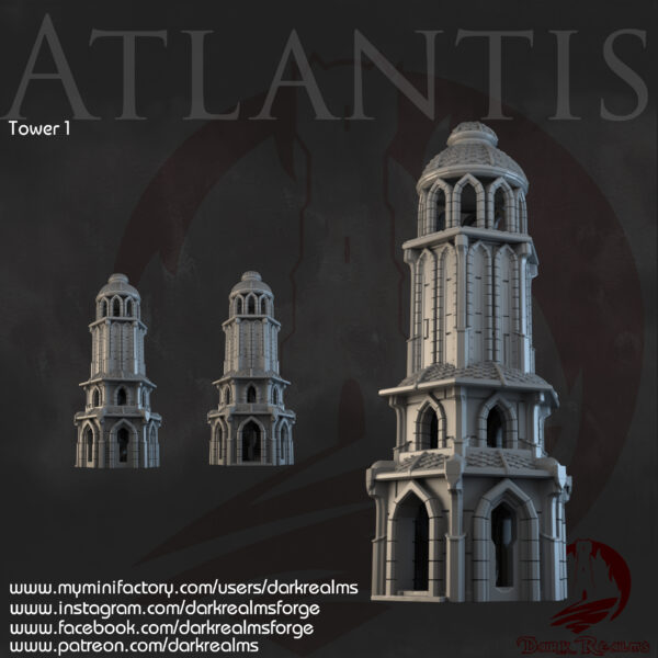 010-0951-0 torre de atlantis para escenografía fantástica · Torre de Atlantis con arcos