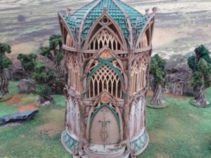 biblioteca élfica para escenografía de fantasía · Biblioteca élfica de Ithillia
