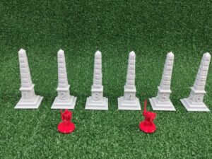500-0040-0 obeliscos marcadores de objetivos para escenografía · 6 obeliscos de objetivo