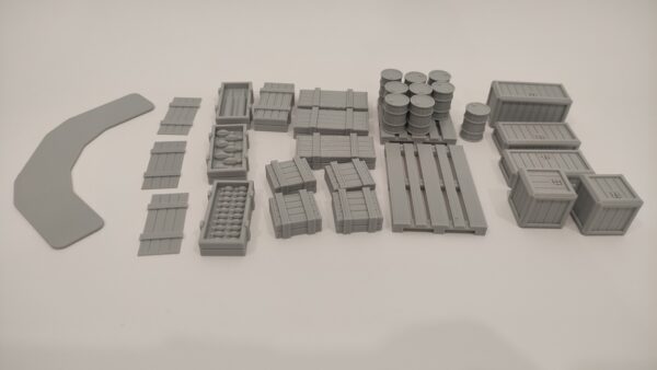 500-0136-0 cajas y barricadas para escenografía futurista · Palés, cajas y barricadas Sci-Fi