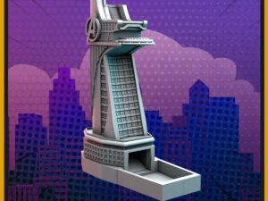 torre de dados futurista con bandeja · Torre de dados futurista