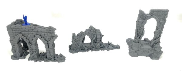 pack de tres ruinas con arcos para escenografía · 3 ruinas góticas con arcos
