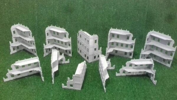 999-0016-0 pack de diez ruinas urbanas para wargames · 10 ruinas WTC sin contenedores