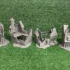 IMG_3725 Pack de ruinas medievales para wargames Briarwood: cuatro edificios montados vistos de frente