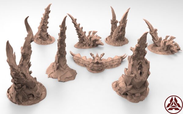 portada terreno orgánico alienígena para wargames · Terreno alienígena · 8 piezas