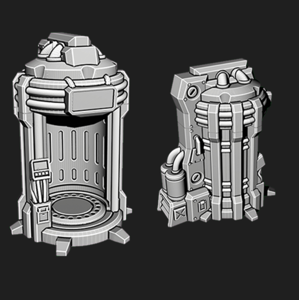 portada cabinas de transporte para escenografía sci-fi · Cabinas de transporte futuristas