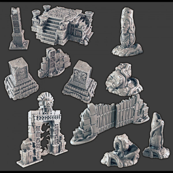 portada ruinas de templo selvático para escenografía · Ruinas de templo de la jungla