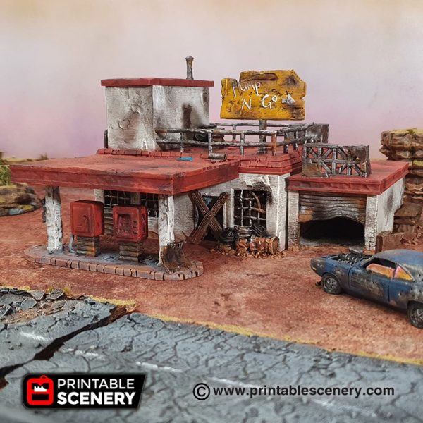 portada gasolinera abandonada para escenografía · Gasolinera abandonada · Wasteworld