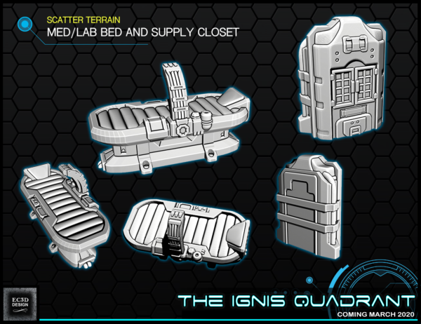 camilla médica para escenografía sci-fi · Camilla médica · Ignis Quadrant