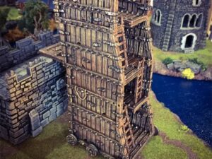 portada torre de asedio para escenografía medieval · Torre de asedio medieval