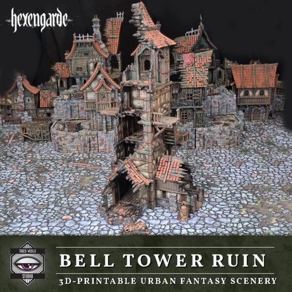 Campanario en ruinas para escenografía · Campanario en ruinas · Hexengarde