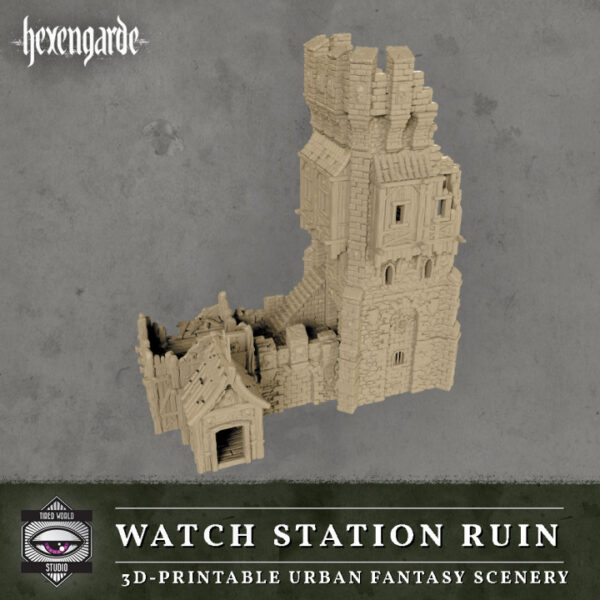 Puesto de guardia en ruinas para wargames · Puesto de guardia en ruinas · Hexengarde