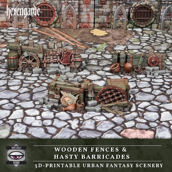vallas_madera_barricadas_improvisadas_hexengarde_pintado_mordheim Vallas y barricadas · Hexengarde · catálogo 3